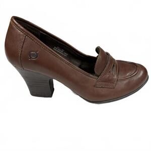 Born‎ Women's Brown Leather Loafers with Block Heel size 8.5